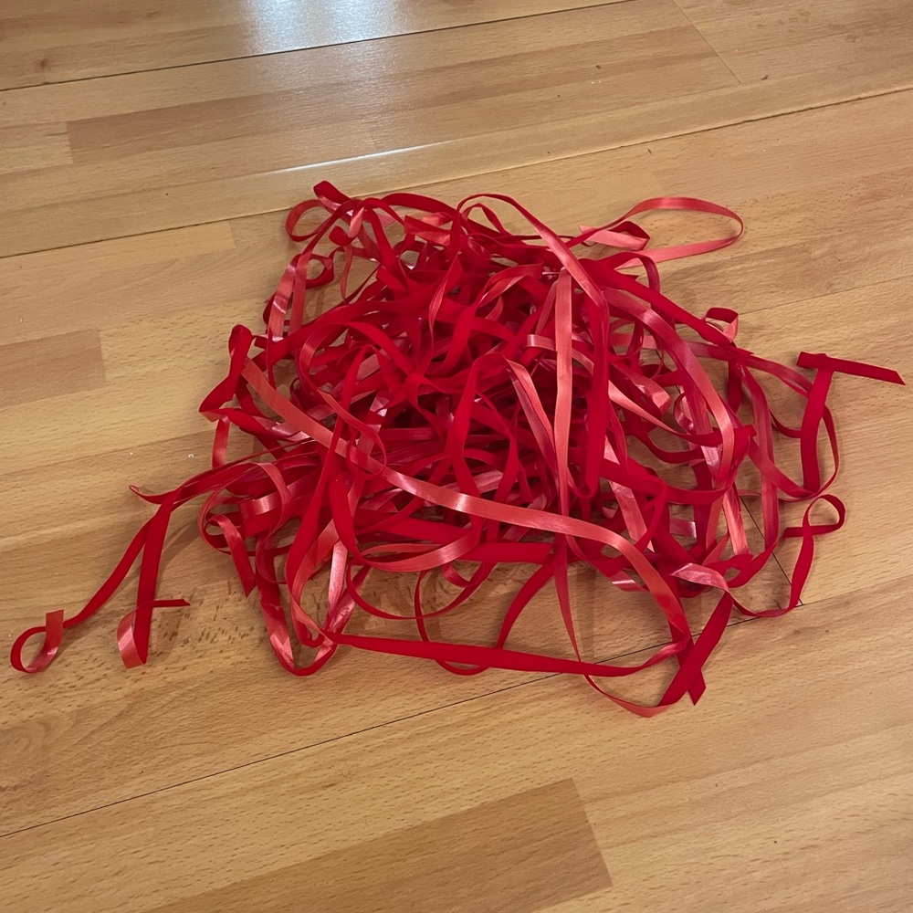 29 red velvet hand cut ribbons